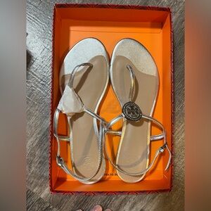 Tory Burch Silver Sandals size 8.5